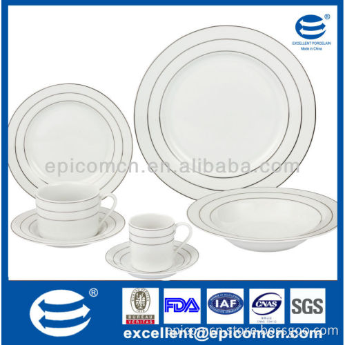 silver rim decoration custom-made stock household porcelain dinner set with good price